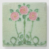 クラックルグレーズエレガントアールヌーボーデザイン ストーンコースター (正面)