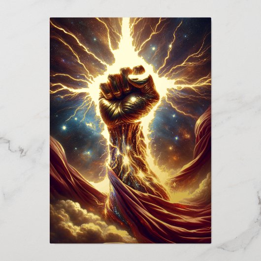 クラックルフィスト – Isaiah 41:10 KJVホイルグリーティングカード 箔招待状 (正面)