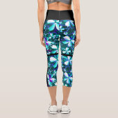 クラックルフラワーパターンブルーパープルティール（緑がかった色） カプリレギンス (裏面)