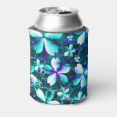 クラックルフラワーパターンブルーパープルティール（緑がかった色） 缶クーラー (缶裏面)