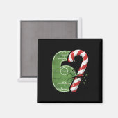 クラック入りのキャンディケインサッカー場67 楽しいクリスマス マグネット (正面/裏面)