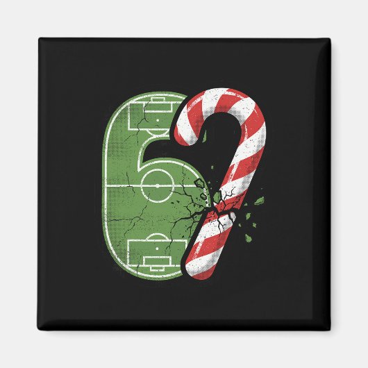 クラック入りのキャンディケインサッカー場67 楽しいクリスマス マグネット (正面)