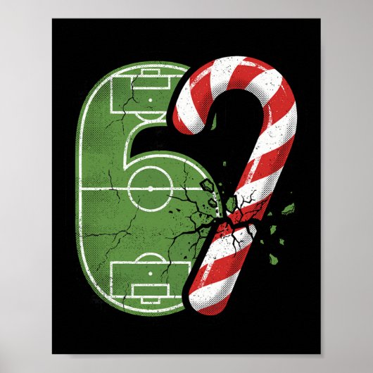 クラック入りのキャンディケーン サッカー場 67 楽しいクリスマス ポスター (正面)