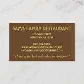 クラッケーカニケーシーフードフードレストラン 名刺 (裏面)