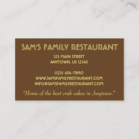 クラッケーカニケーシーフードフードレストラン 名刺 (裏面)