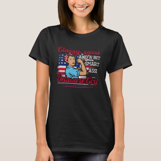 クラッシィなサッシ+ちょっと賢いアッシ デラウェアの女子 Tシャツ (正面)