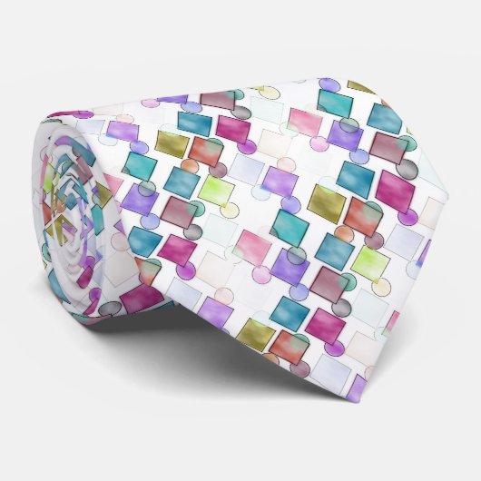 クラッシィ アブストラクト レトロ スクエアーズ ポルカドット パターン ネクタイ (ロール)