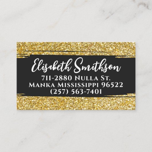 クラッシィ&エレガント ゴールドグリッター モダンラグジュアリー オーダーメイド 名刺 (正面)