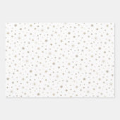 クラッシィ エレガント ホワイト ゴールド シルバー クリスマス スター ラッピングペーパーシート (正面)