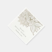 クラッシィ オーナメント ペイズリー アイボリー ゴールド ブライダルシャワー スタンダードカクテルナプキン (角)