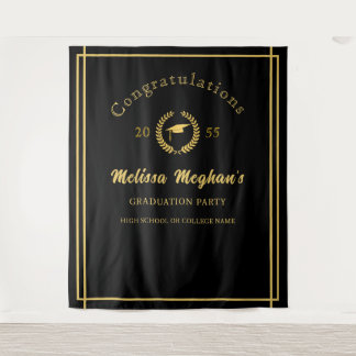 クラッシィ ゴールド キャップ ローレル リース 卒業パーティー バック ドロップ タペストリー