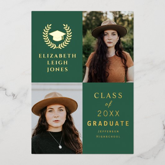 クラッシィ ゴールド 卒業写真 フォイル インビテーション 箔招待状 (正面)