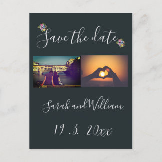 クラッシィ ボーホー シック フラワーナビー テーマのウェディング 案内ポストカード