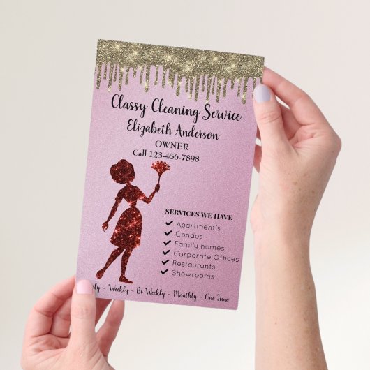 クラッシィ ローズ ロゴ メイド クリーニング サービス モダン チラシ