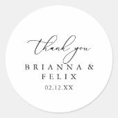 クラッシシックミニマリストサンキューユユー結婚式の引き出物 ラウンドシール (正面)