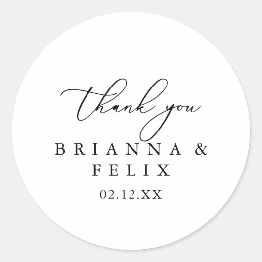 クラッシシックミニマリストサンキューユユー結婚式の引き出物 ラウンドシール (正面)