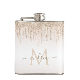 クラッシシャンパングリッタードリップモノグラムの名 フラスク