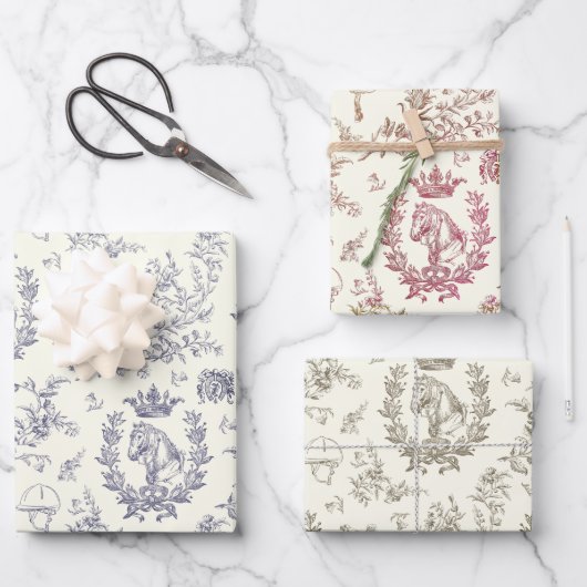 クラッシッエレガントクな馬術トワール ラッピングペーパーシート (正面)