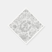 クラッシッエレガントクグレーホワイトエクエストラントワール スタンダードカクテルナプキン (角)