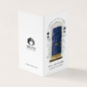 クラッシックネイビー 水彩フロントドア フォト&サービス 名刺 (外部)