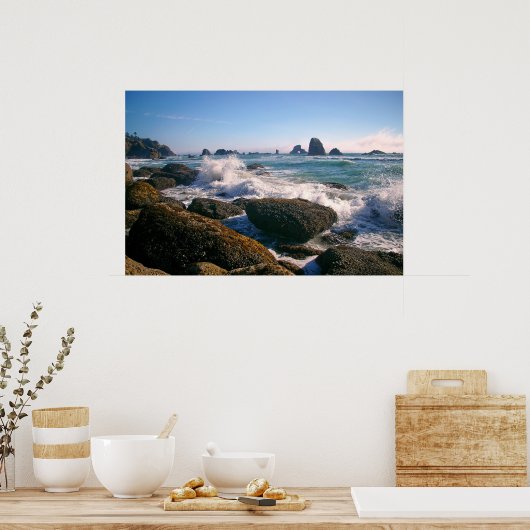 クラッシュする波 ポスター (キッチン)