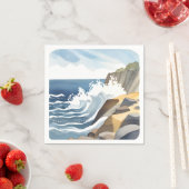 クラッシュする波 | ロッキー海岸水色 スタンダードカクテルナプキン (インサイチュ)