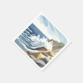 クラッシュする波 | ロッキー海岸水色 スタンダードカクテルナプキン (角)