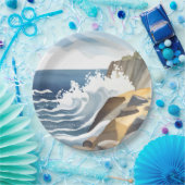 クラッシュする波 | ロッキー海岸水色 ペーパープレート (パーティー)