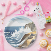 クラッシュする波 | ロッキー海岸水色 ペーパープレート (パーティー)