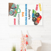 クラッシュスマッシュモンスタートラック誕生日バッシュウォーター色 横断幕 (インサイチュ)