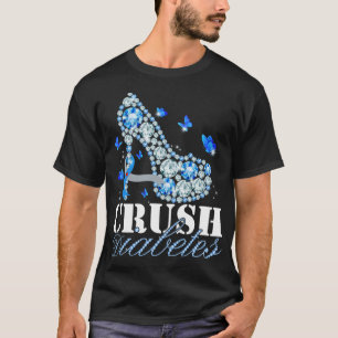 クラッシュタイプ1糖尿病認識度ブルー蝶H Tシャツ