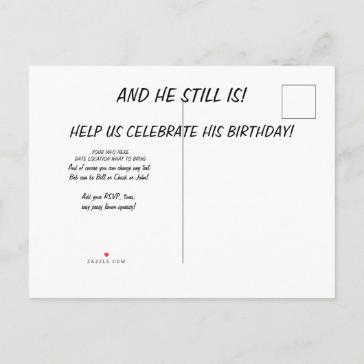 クラッシュテストおもしろいダミーフォト誕生日 インビテーションポストカード (裏面)