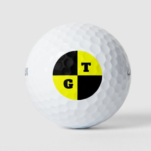 クラッシュテストダミー黒と黄色のカスタムモノグラム ゴルフボール (正面)