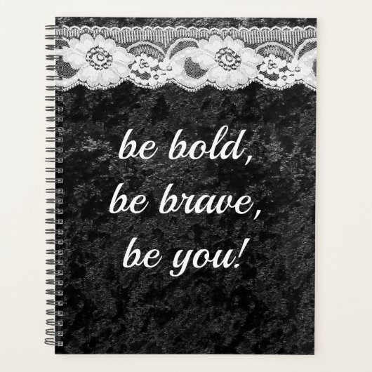 クラッシュベルベットレースグラムジュエリープランナーBW プランナー手帳 (正面)