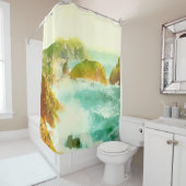 クラッシュ波水色 シャワーカーテン (インサイチュ)