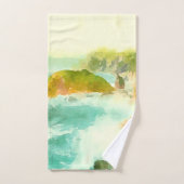 クラッシュ波水色 バスタオルセット (ハンドタオル)