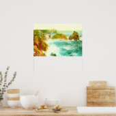 クラッシュ波水色 ポスター (キッチン)