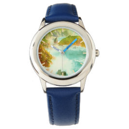 クラッシュ波水色 腕時計