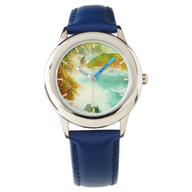 クラッシュ波水色 腕時計 (正面)
