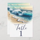 クラッシュ海波沿岸ビーチテーブル番号 招待状 (正面/裏面)