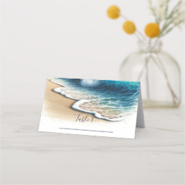 クラッシュ海波沿岸ビーチ結婚式席 プレイスカード