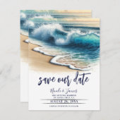 クラッシュ海波沿岸Save the Date Photo 招待状 (正面/裏面)