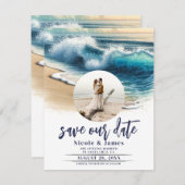 クラッシュ海波沿岸Save the Date Photo 招待状 (正面/裏面)