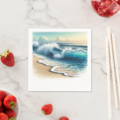 クラッシュ海波素朴沿岸ビーチ結婚式 スタンダードカクテルナプキン (インサイチュ)