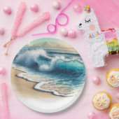 クラッシュ海波素朴沿岸ビーチ結婚式 ペーパープレート (パーティー)