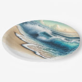 クラッシュ海波素朴沿岸ビーチ結婚式 ペーパープレート (アングル)