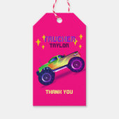 クラッシュITモンスタートラック女の子ピンクありがとう ギフトタグ (正面)