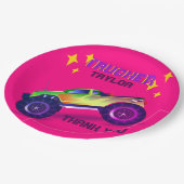 クラッシュITモンスタートラック女の子ピンクありがとう ペーパープレート (アングル)