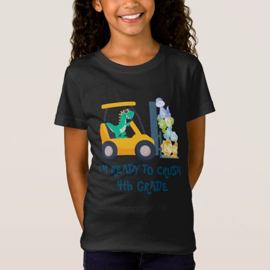クラッシュXthグレード恐竜おもしろい建築トラック Tシャツ (正面)