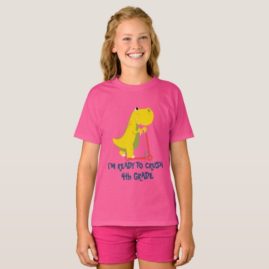 クラッシュXthグレード恐竜スクーター新学期 Tシャツ (正面フル)
